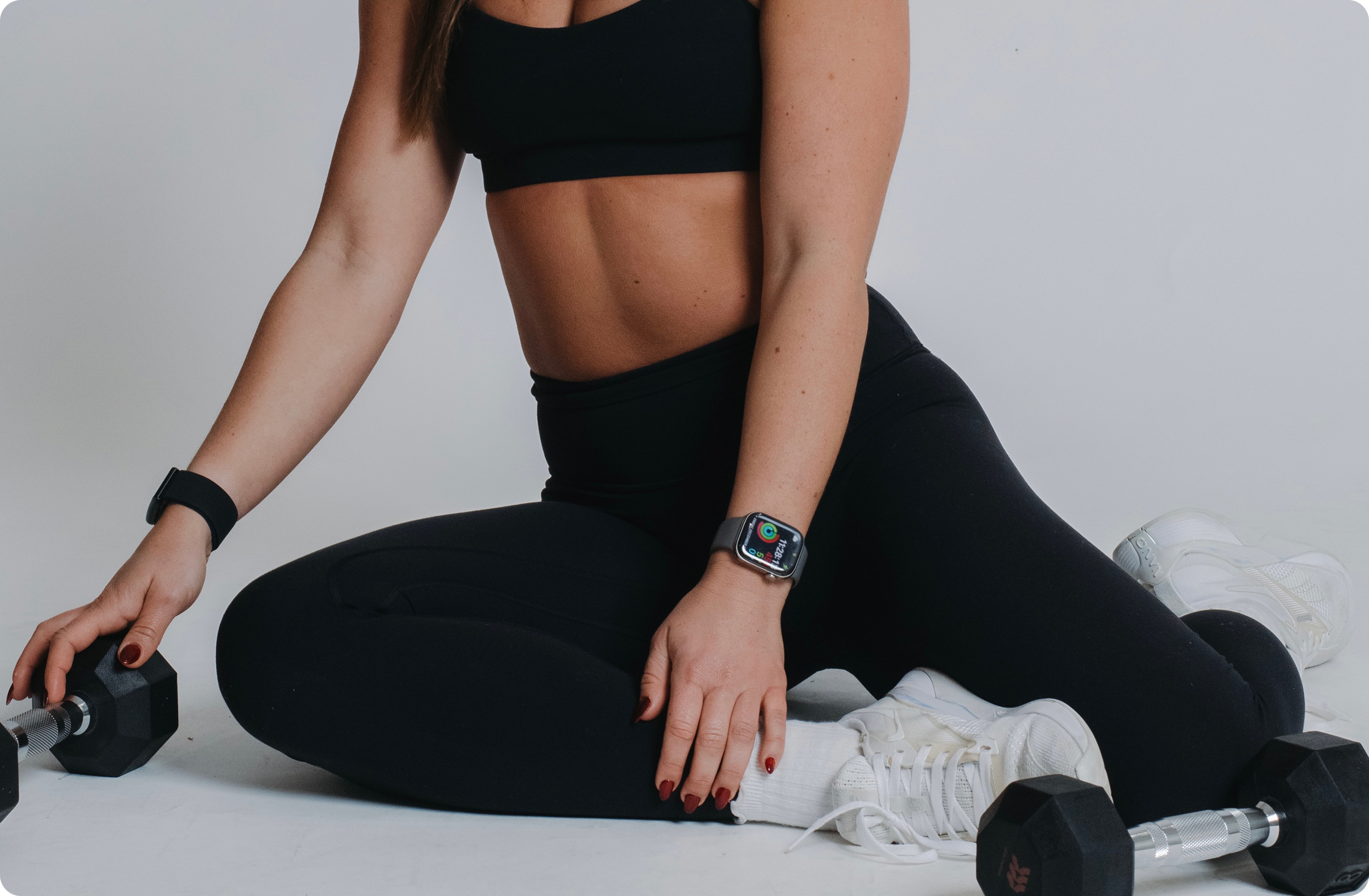 Kate training with dumbbells